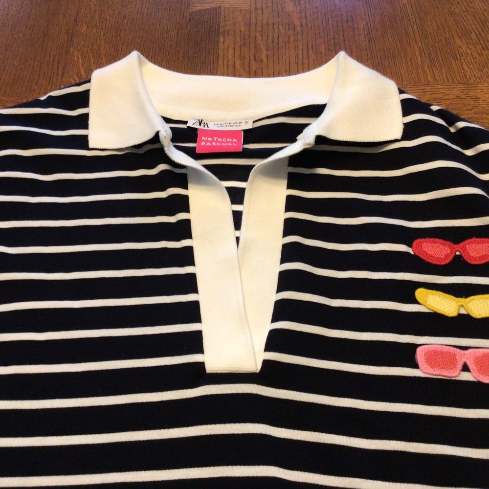Zara striped t shirt dress with painted back.  EUC.